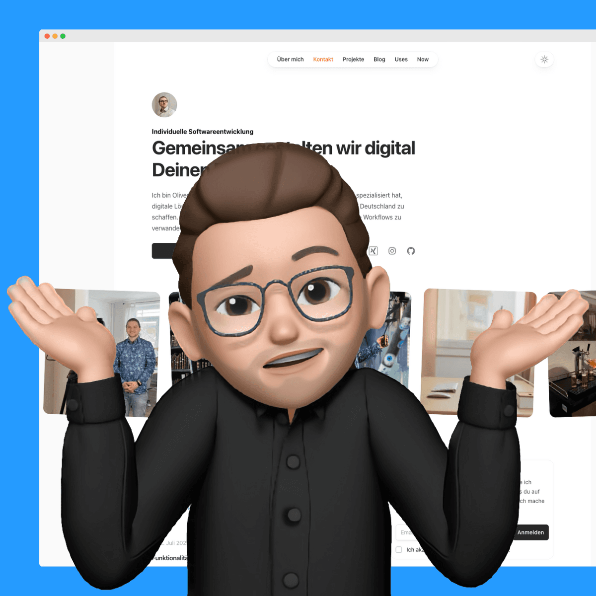 Cover image showing a screenshot of the website with a emoji in front